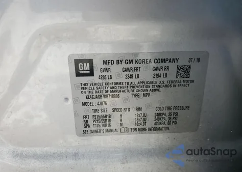 2019 Buick Encore Preferred from USA, damaged, VIN KL4CJASB7KB718886